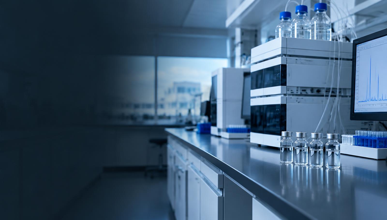 Equipos de laboratorio analítico y muestras de investigación